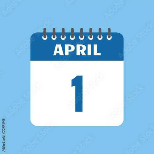 april 1 calendar icon Vector page month design