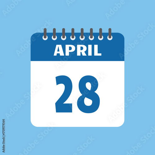 april 28 calendar icon Vector page month design