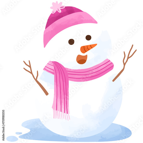Snow man cute drawing illustration