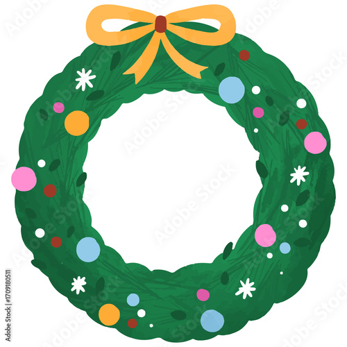 christmas wreath hand drawn clipart