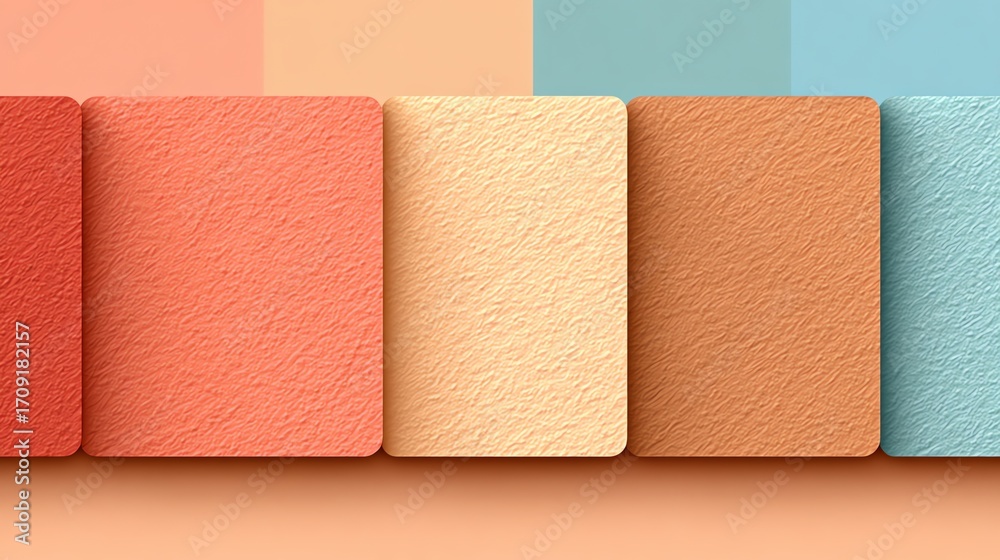Fototapeta premium Pastel Color Blocks Arranged in a Row with Earthy Textures