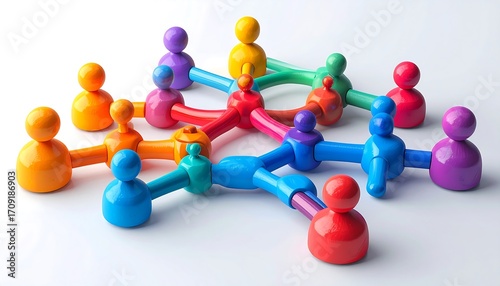 Colorful network of interconnected figures showcasing collaboration and connection
