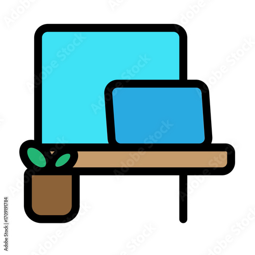 Remote Work Desk Icon