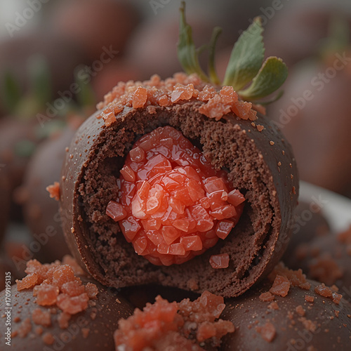 Irresistible Chocolate Truffle Stuffed with Fresh Strawberries.