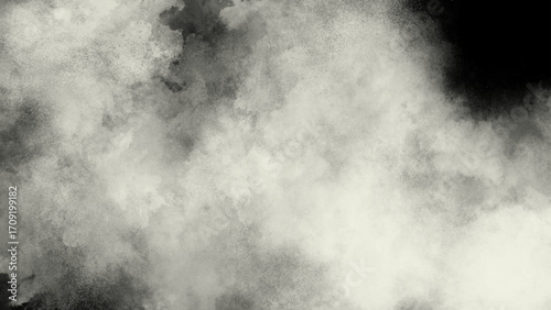 White smoke or clouds against a dark background. Abstract background featuring white smoke and dark shadows.