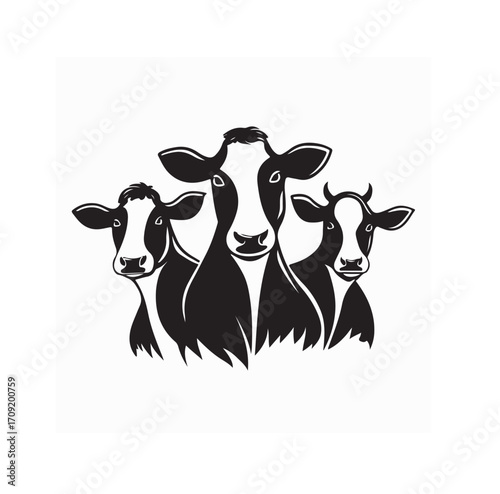 Cow Head Logo for Dairy Farm Vector isolated on white background