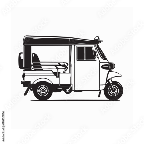 Asian Tuk Tuk Vehicle Vector Image isolated on white background