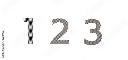 チェック柄数字フォント　1・2・3