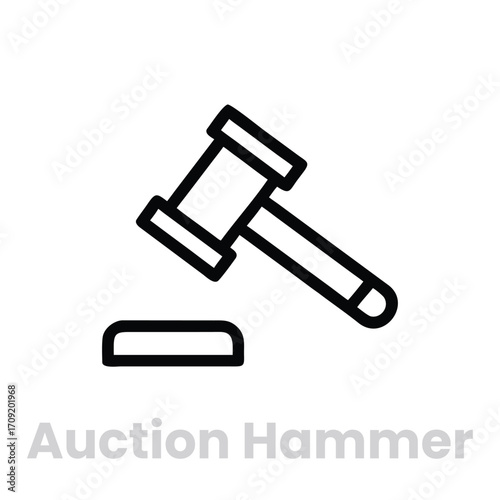 Auction hammer isolated on white background, a symbol of justice, law, and legal proceedings, representing authority, decisions, and the gavels strike in courtrooms