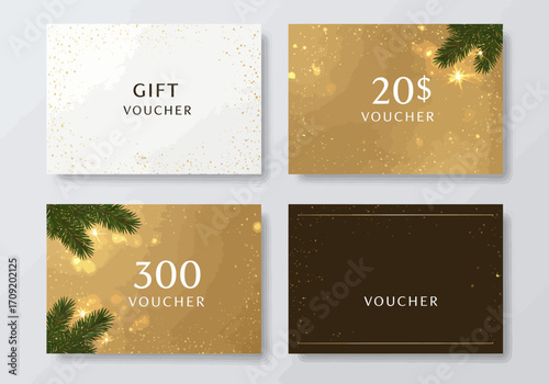 Elegant Gift Voucher Set with Festive Design and Golden Accents