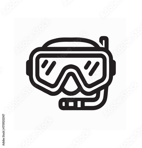 Diving gear mask and snorkel Image vector isolated on white background