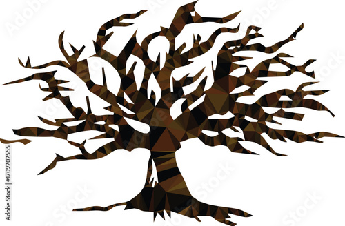 Abstract geometric tree brown tones dark brown