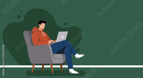 African American person works remotely on laptop and phone in a cozy, plant-filled home environment, embodying modern digital lifestyle and connectivity.