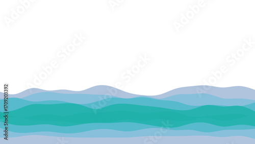 Abstract graphic design featuring flowing blue and teal wavy layers creating a modern, calm, and serene background. Ideal for digital media, presentations, and branding.