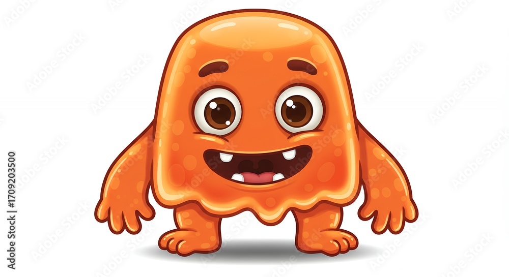 Obraz premium Happy orange cartoon monster