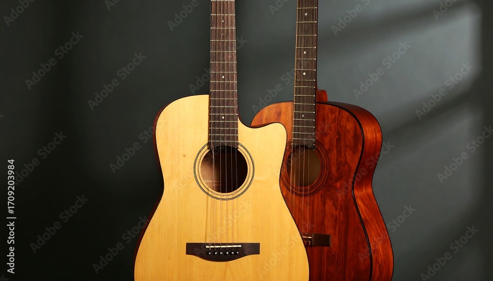 Obraz premium Acoustic guitars on dark background