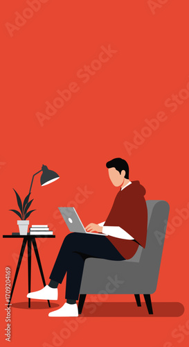 Energetic illustration of a person jogging or skipping, representing health, wellness, and personal progress. Ideal for active lifestyle concepts.