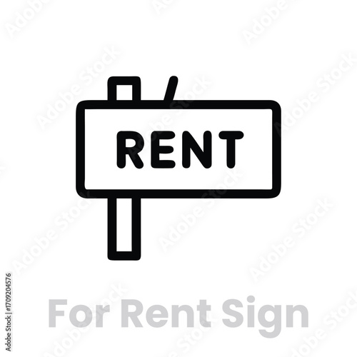Rent sign isolated on white background a simple vector icon of a real estate sign with the word rent on it, perfect for websites and apps