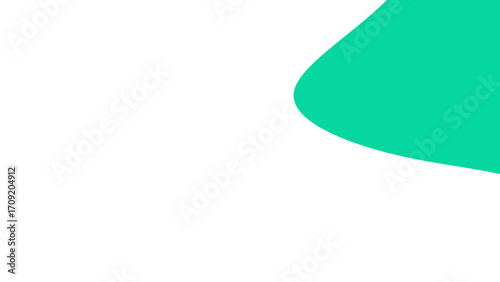 Modern abstract background featuring a clean white space with a vibrant teal green curved shape, ideal for digital design, presentations, and branding.