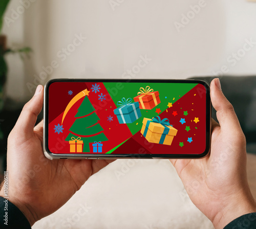 hands holding smartphone wi...