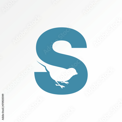 Logo design graphic concept creative premium vector stock image top sell initial S font with bird side negative space fauna peak typography brand shop