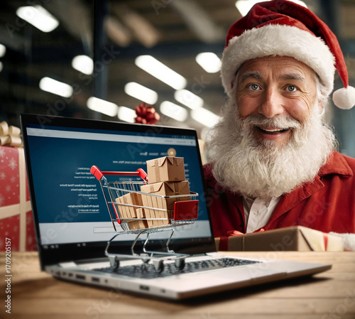 a modern santa claus smilin...