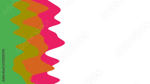 Vibrant abstract wavy lines in green, orange, and pink create a dynamic background with ample copy space for creative design and marketing projects.