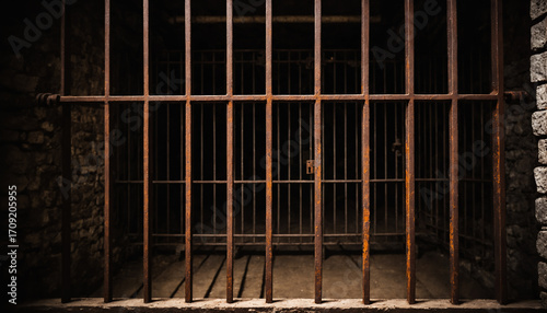 dark, rustic, and rusty jail cell bars