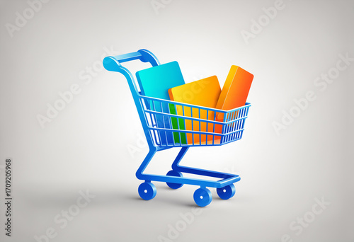 shopping cart with abstract...