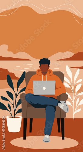Professional businessman working diligently on a laptop at his office desk, focusing on tasks. Ideal for business, productivity, and remote work concepts.