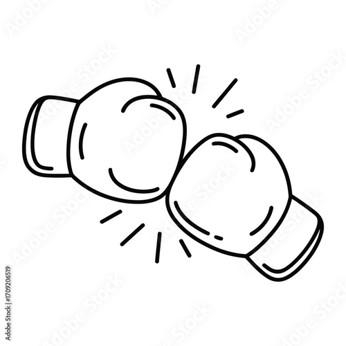 Hand drawn illustration of two boxing gloves colliding with impact lines