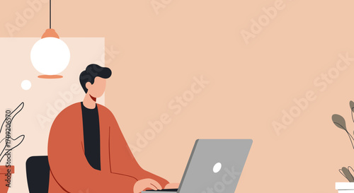 African American man comfortably working or learning on a laptop from a sofa at home, ideal for remote work, education, or digital lifestyle concepts.
