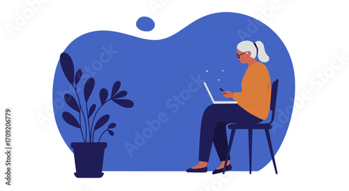 Professional illustration of a man managing digital content or web projects, holding a document and a symbolic "WWW" icon for online success.