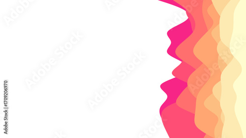Dynamic abstract background featuring warm gradient wavy layers transitioning from vibrant pink to soft yellow, with generous white copy space for modern design.