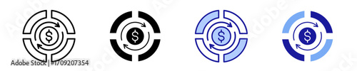 Revenue  Icon Set Multiple Style Collection
