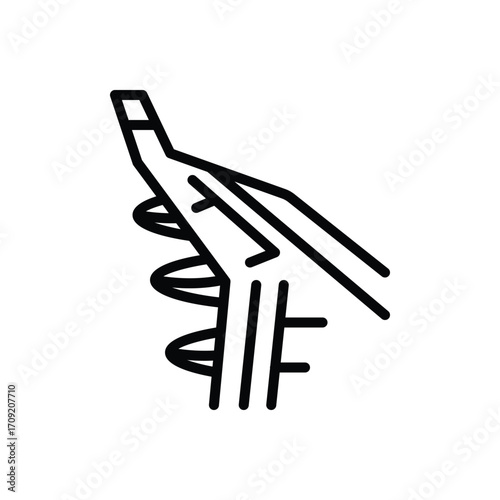 Black line icon for airplane wing