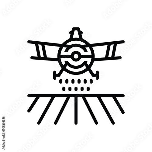 Black line icon for crop dusting