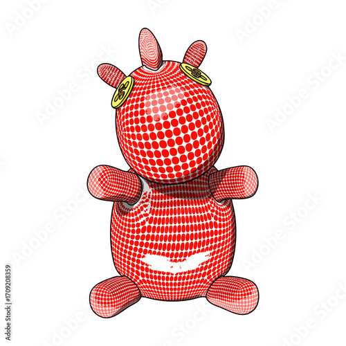 Horse Plush Cute and Funny Toy. Vector Illustration.
