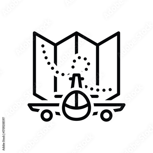 Black line icon for flight planning