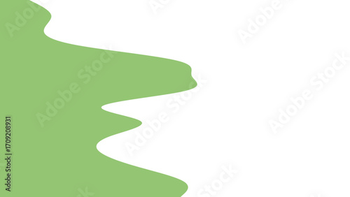 Abstract organic green shape with smooth, flowing curves on a pristine white background. Ideal for modern design, branding, health, nature, and clean aesthetics.