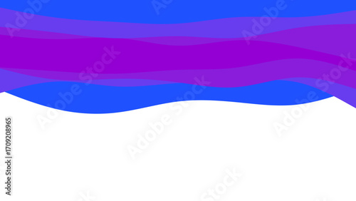 Dynamic abstract background with smooth, flowing blue and purple wave patterns atop a clean white space. Ideal for modern presentations, web design, or vibrant digital content.