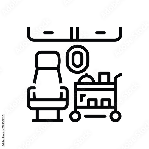 Black line icon for airline catering