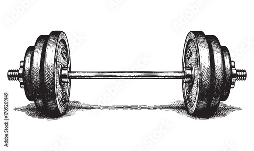 Weightlifting Barbell Hand-Drawn Sketch