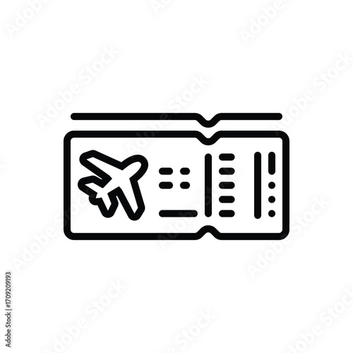 Black line icon for airline tickets