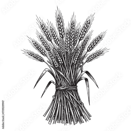 Sheaf of Wheat Grain Hand-Drawn Illustration