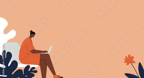 A focused businessman works diligently on his laptop in a minimalist office setting, ideal for concepts of remote work, productivity, or online learning. Ample copy space.