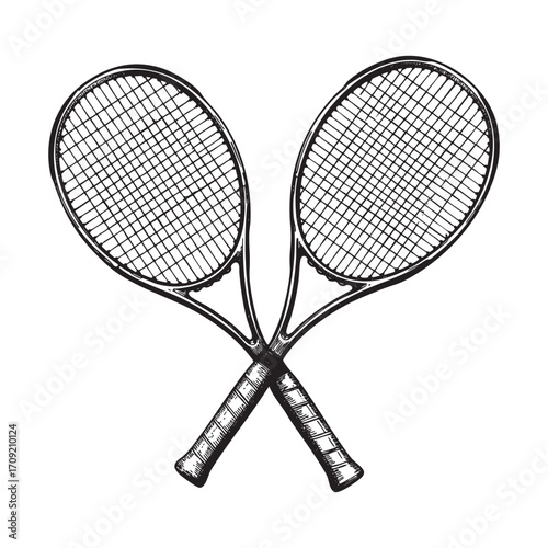 Crossed Tennis Rackets Hand-Drawn Sketch