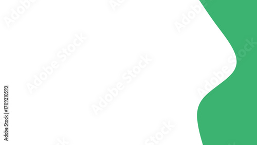 Minimalist green wavy shape on a clean white background, ideal for modern design, presentation, or abstract graphic element. Copy space for text.