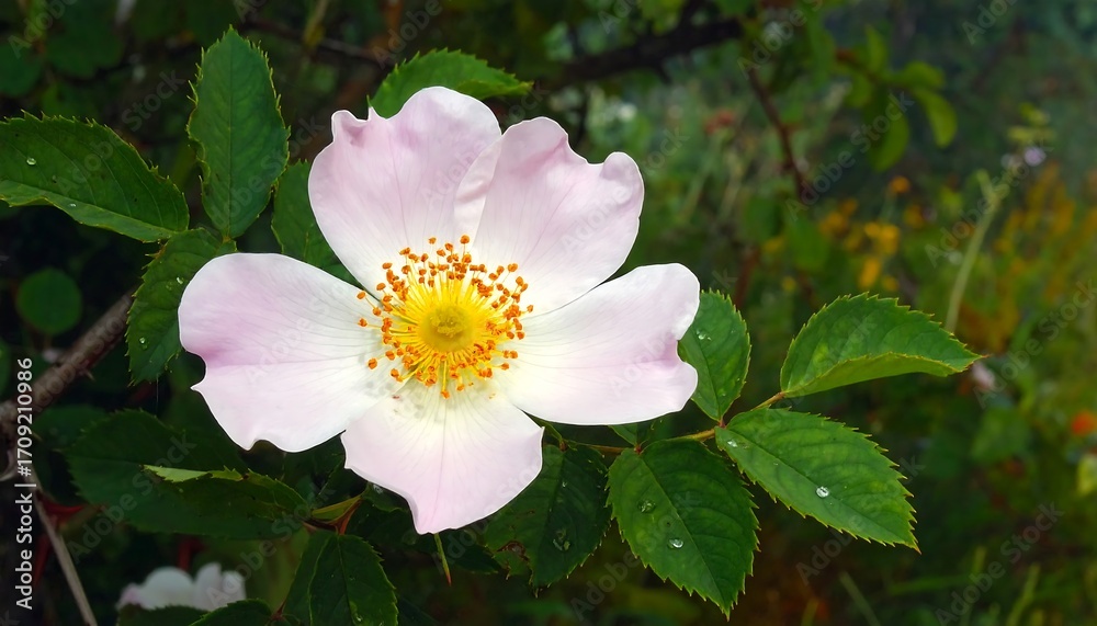 Fototapeta premium Delicate Blossom of a Dog Rose in Natural Setting