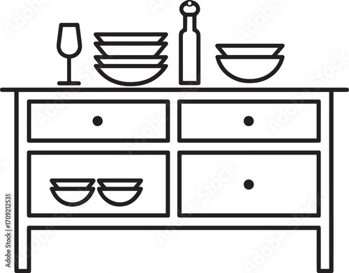 Buffet furniture icon clean simple outline